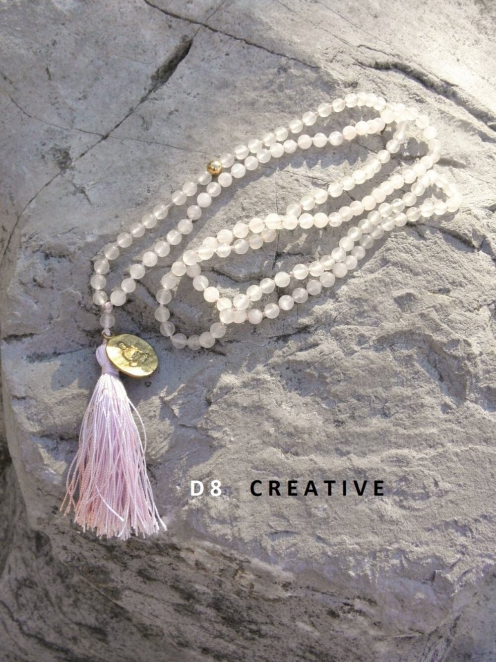 Meditation Yoga jewelry - Rose quartz tassle for both wear necklace & bracelet
